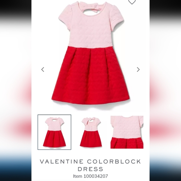 NEW JANIE & JACK Red Pink Colorblock Quilted Heart Valentines Day Dress 2T Girl - Picture 7 of 7